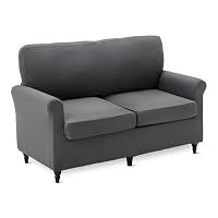Amazon Basics Housse de Canapé Haute Elasticité 2 Places Spandex Antidérapante Protection pour Canapé, Gris Fo