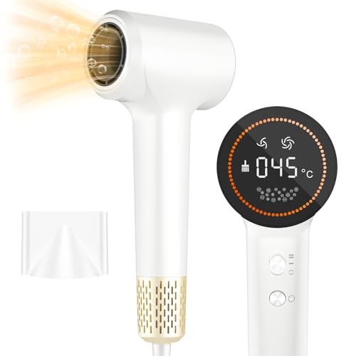 Secador de Pelo mit 400 Millones de Plasma, 110000 RPM Secador de Pelo Profesional mit 4 Temperaturas, Secado Rápido mit Magnetic Detachable Nozzzle, Bajo Nivel de Ruido para Casa, Viajes (Blanco)