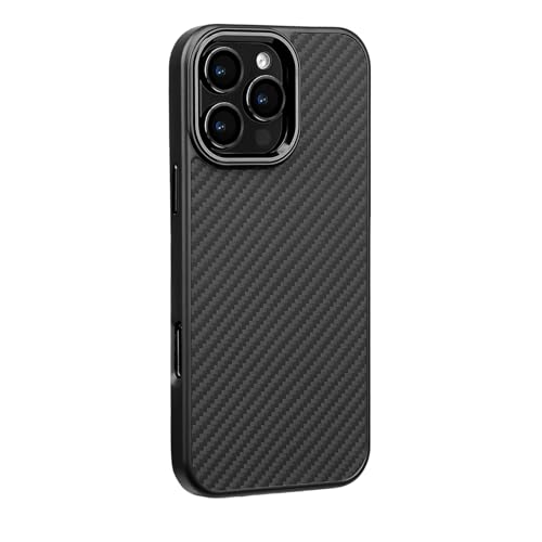 Forged Carbon Fiber Phone Case for iPhone 17 16 15 14 13 12 11 Pro Max, Magnetic Anti-Drop Slim Cover with Aluminum Alloy Metal 