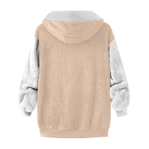 Girl Colorblock Hooded Sherpa Coats Long Sleeve Full Zipper Jacket Winter Chunky Keep Warm Hoodies 2025 Fuzzy Jackets3