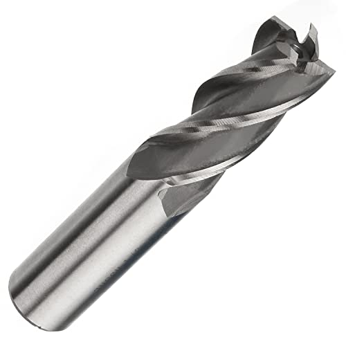 Image of Auniwaig 3 /4 inch Straight Shank End Mill Cutter, 4-Flute End Mill Bits,HSS-AL Spiral Bits, Round Shank Milling Cutting Tool for Stainless Steel Alloy Copper Metal 1Pcs