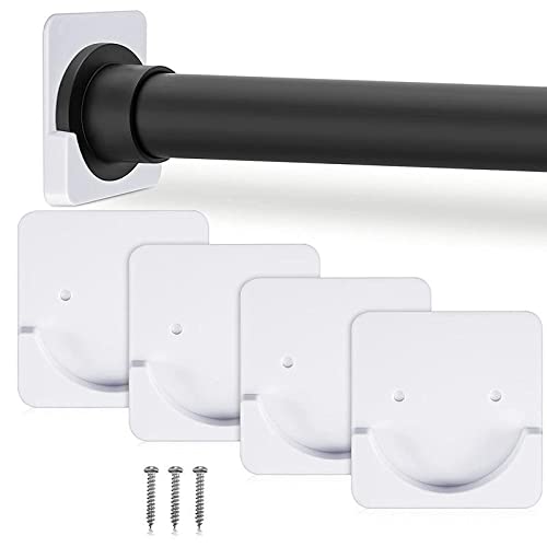 Veenewy 4 soportes autoadhesivos para barra de cortina de ducha Cover