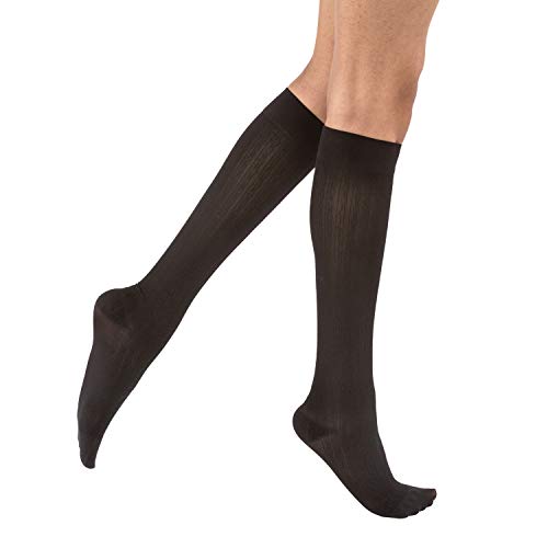 Image of JOBST soSoft Knee High Closed Toe Ribbed Brocade Compression Stockings,Breathable, Extra Soft Legware for Tired and Heavy Legs, Compression Class- 8-15