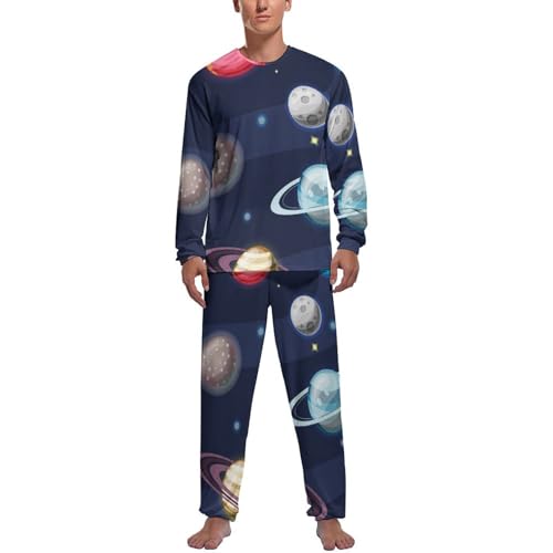 Haut et bas de pyjama manche longue pantalon homme Monde Cosmique contre le froid