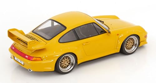 KK Scale Porsche 911 (993) GT2 1996 Ruedas BBS Amarillo 1:18 miniatura 2