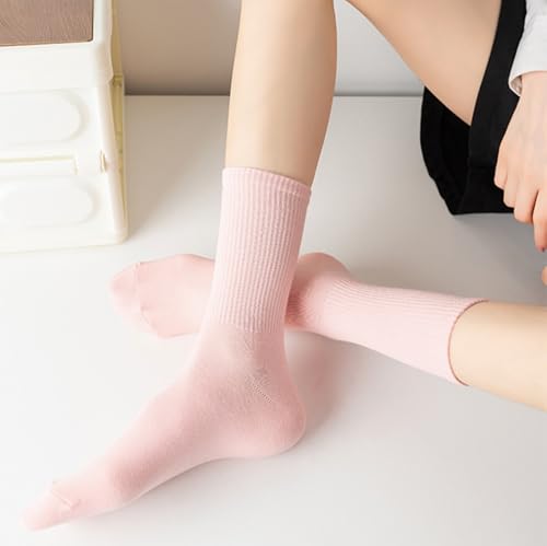Image of Womens Colorful Basic Sock -Unique Knit Cotton Crew Socks 3 Pack