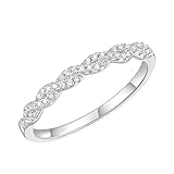 Lirzxin Anillo de boda de oro blanco 750 de 18 K, anillos de boda para mujer, diseño de onda infinita con moissanita, anillo de compromiso de oro blanco, 57 (18.1), Oro blanco de 9, Moissanita