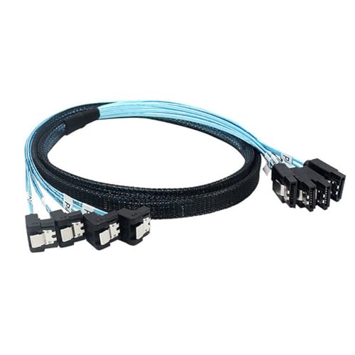 Cable SAS 4.0 4X SATA a 4X SATA 0.5m 12Gbps ángulo 90°