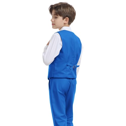 Image of Boys' Vest Slim Formal Suit Vest for Wedding Homecoming with Pockets Adjustable Back Strap, Size 2-20 Years