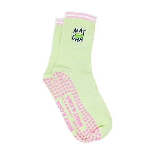Image of Mint & Oak Pilates Socks with Grips for Women, Ankle Length Non-Slip Yoga Socks, Cotton Ideal For Yoga, Pilates, Gym, Workout, Cute Women's Gift