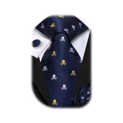 Image of Hi-Tie Men's Tie Sets Silk Paisley Striped Necktie Pocket Square Cuff-links Sets Wedding Business Holiday