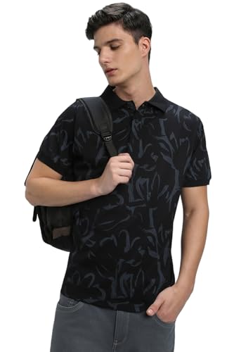 Image of Dennis Lingo Men's Cotton Printed Slim Fit Button-Down Short Sleeve Polo Tshirt