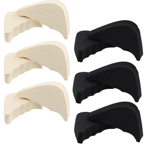 Shengxi 6 Paires Insert Orteils, Coussinet Chaussure Orteils Semelles Orteil Inserts de Remplissage Semelle Intérieure Mousse pour Homme Femme Talons Chaussures Plates (Noir, Beige)