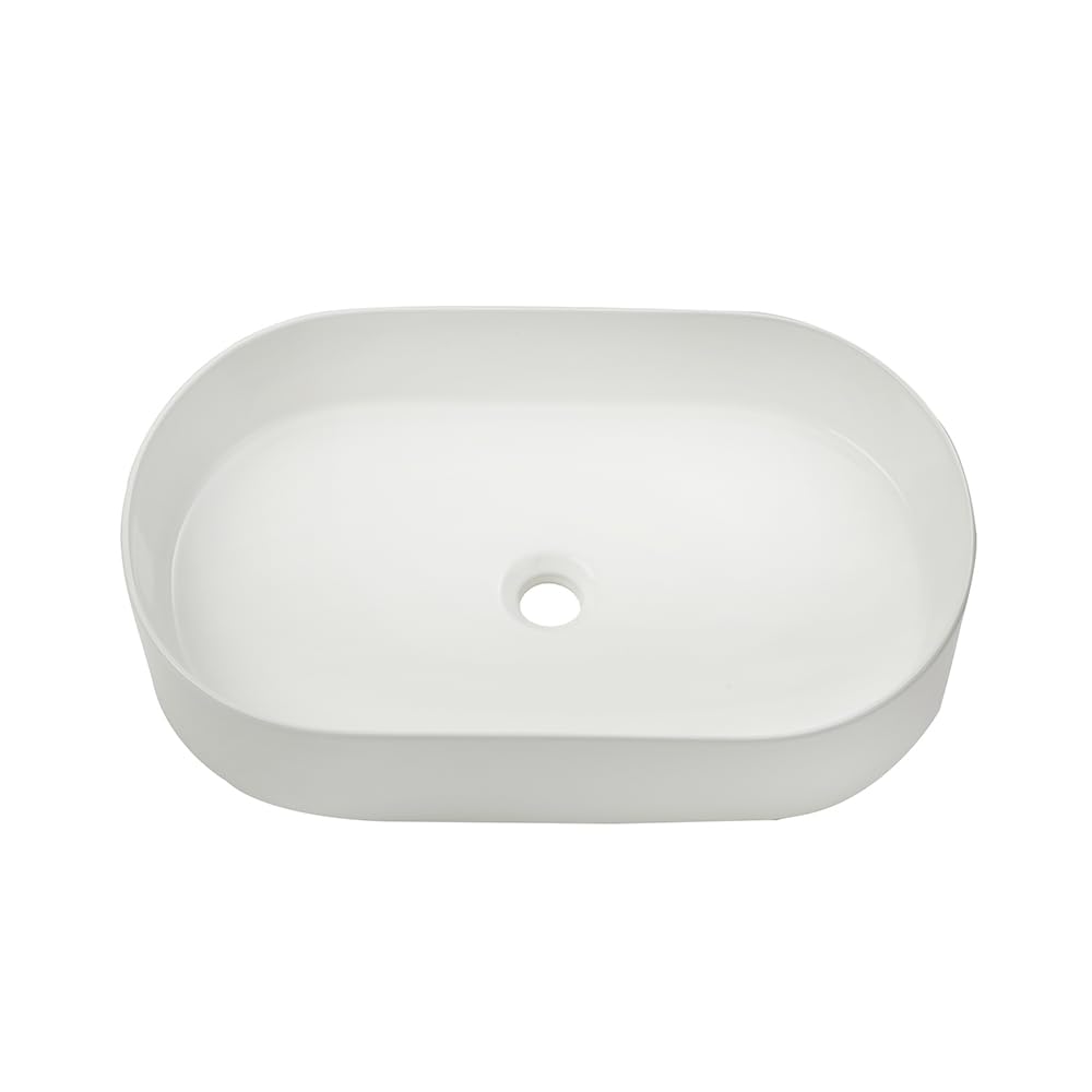 Milano White Ealing Oval Countertop Bathroom Basin Sink - 600Mm X 380Mm