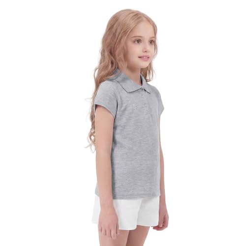 Image of 4 Pack Cotton Girls Polo Shirt Slim Fit for School Uniform Kids Youth Tops
