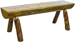 6 ft. Glacier Country Half Log Bench with Back & Arms Stained & Lacquered
