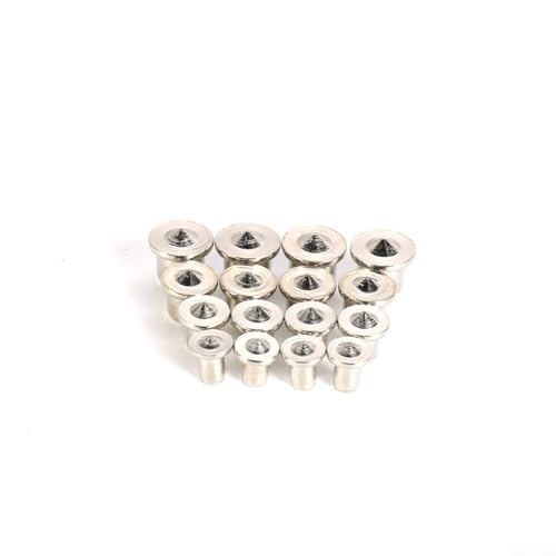 Juego de 16 clavijas de acero sólido y puntos centrales de espiga para carpintería, 6 mm, 8 mm, 10 mm, 13 mm, pines de alineación cromados con puntos de marcado externos