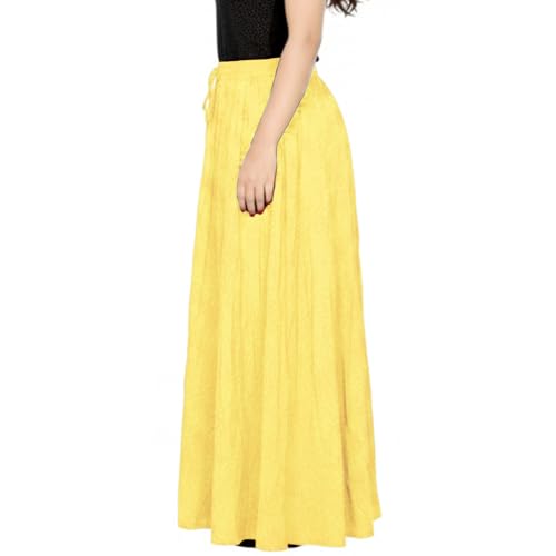 Image of Sttoffa Women Solid Color Maxi Plain Cotton Full Length White Skirt 40 inch Long Cotton Long Skirt