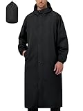 UIQUR Jaqueta de chuva masculina, leve, longa, com capuz, poncho de chuva, impermeável, corta-vento, ciclismo, corrida, caminhada, embalável, Preto, XXG