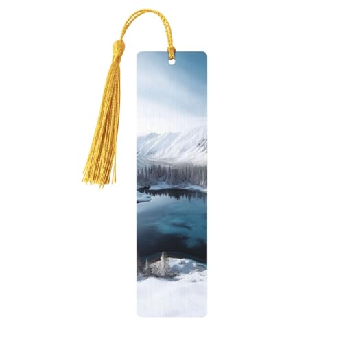 冬の山々 雪景色 しおり オーナメント タッセル付き木製しおり ブックマーク 本好きの方へのブックマーク ページマーカー 読書ギフト 女性用 男性用 ハンドメイド 木製 しおりタグ ラベル