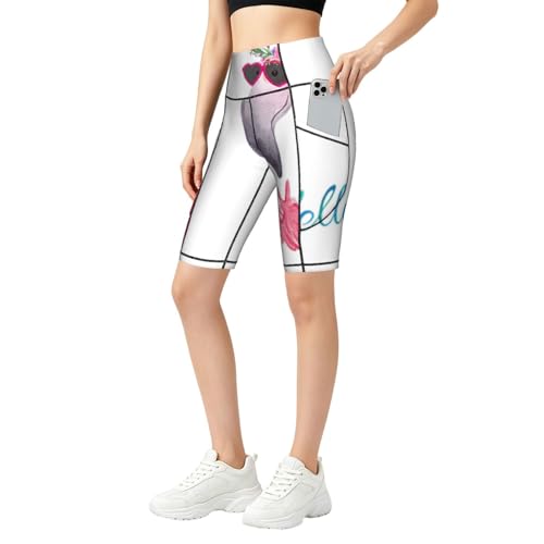 Legging de yoga flamant rose femme pantalon entraînement gym athlétisme doux