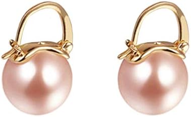 YAXUN Pearl Earrings Women 18ct Gold Plated with 15mm Champagne Gold Color Large Pearl Drop Dangle Earrings Fashion Jewellery For Women Girls