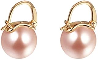 YAXUN Pearl Earrings Women 18ct Gold Plated with 15mm Champagne Gold Color Large Pearl Drop Dangle Earrings Fashion Jewellery For Women Girls