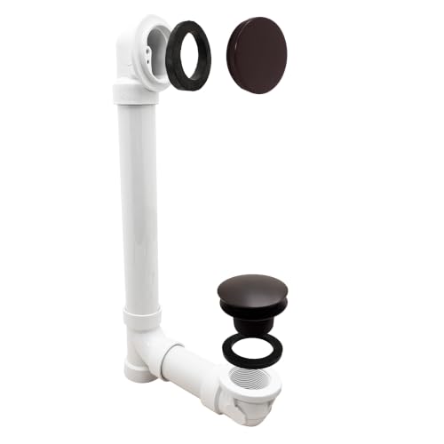 Westbrass 493244H-12 14" Sch. 40 PVC Bath Waste & Overflow Assembly with Illusionary Faceplate and Tip-Toe Drain Plug, Oil Rubbed Bronze