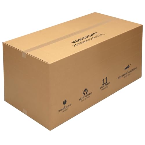 KK Verpackungen Faltkartons 2-wellig | 1 Stück 1200 x 600 x 600 mm Zweiwellige Versandkartons mit Höhenriller nach Fefco 0201 | Doppelwellige Kartons für den Paketversand