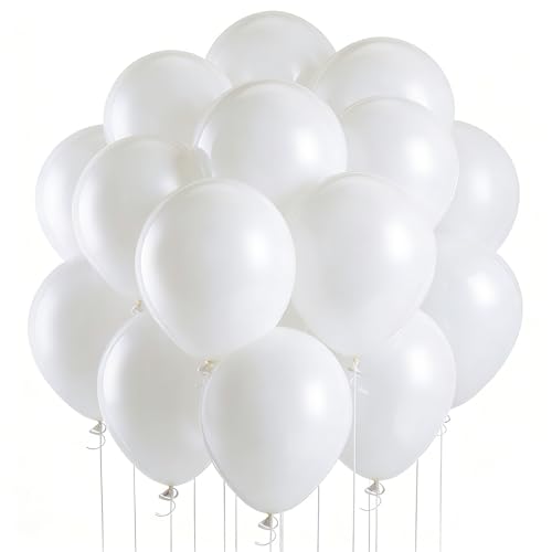 LOLStar White Balloons 100 Pcs 12 inch Latex Round Balloons Perfect for Birthday Engagement Wedding Baptism Baby Shower Bridal Shower Graduation Retirement Party Decorations