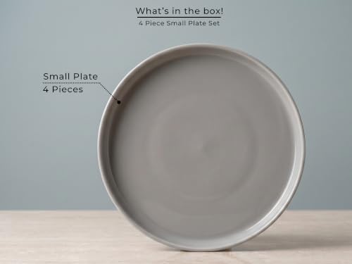 Image of Bodhi House 4-Piece Ribbed Porcelain Quarter Plate Set | 4 Quarter Plates, Chip Resistant, Lightweight,
