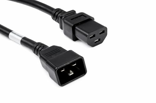 CablesAndKits Heavy Duty C20 to C21 Power Cord, 20A 250V, 12 AWG, 6 Ft Black IEC 60320 C20 Male to C21 Female Power Cable for Server, PDU, UPS, Data Center Equipment