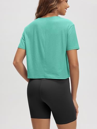 Image of ODODOS Women's Performance Cropped Tee Ultra Soft odSTRATUM Tech Short Sleeve Relaxed Top Crew Neck T-Shirts