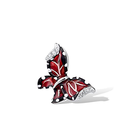 Pendentif papillon rouge fini le collier fixe : optez pour ce bijou coulissant fait main