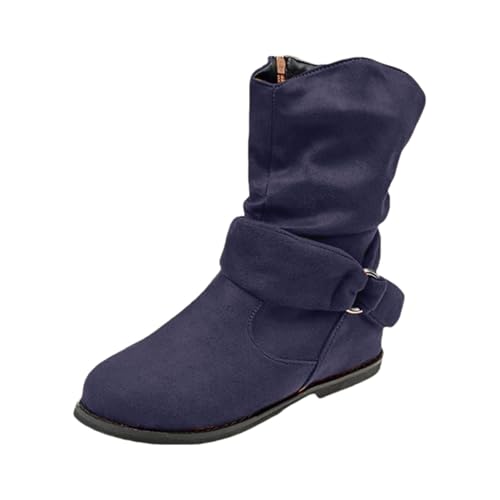 Botas vaqueras modernas de mujer con tacón plano estilo cowboy y cierre lateral