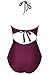 CUPSHE Women's Crochet Halter Padding One Piece Swimsuit Medium Burgundy