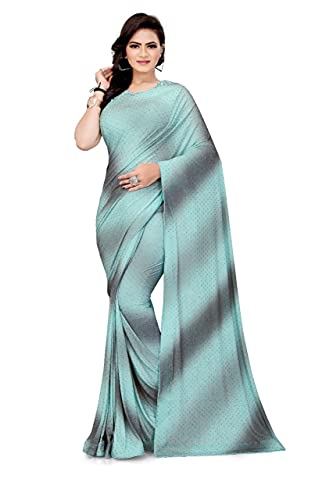 Sari bleu pour cocktail et fête de créateur à enfiler rapidement en taille L