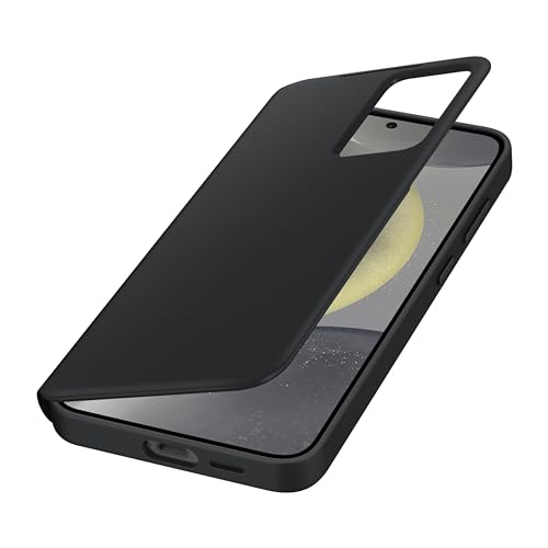 Samsung Polyurethane Galaxy S24+ Plus S-View Wallet Phone Case, Protective Cover with Smart Small Screen View, Finger Tap Control, Slim Design, Card Holder Pocket, US Version, EF-ZS926CBEGUS, Black