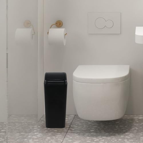 Image of Wekioger 12L / 3.5 Gallon Slim Garbage Can with Swing Lid, Black