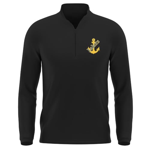 Lake Superior State Adult, Men's 1/4 Zip Pullover Left Chest Logo, Black, M