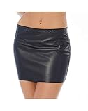 Mini Jupe (Longueur: 32 cm) Rimba 7180.42 Mini Jupe avec Fermeture Éclair en Cuir Noir Taille 42