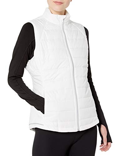 Cutter & Buck Women's Lightly Quilted Reflective Post Alley Mock Vest with Pockets, White, Large