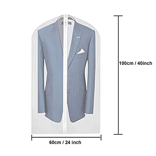 Garment Bags, 12 Pack 40inch Breathable Suit Bag Covers with Zip, PEVA Clothes Cover Bags Coat Garment Bags Waterproof Moth Proof Dress Cover Bags for Wardrobe Storage and Travel (12 pcs 60cm * 100cm)