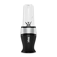 Ninja Frullatore piccolo, 700 W, 2 tazze 470 ml con coperchi a beccuccio, per frullati, trita ghiaccio e frutta congelata, argento/nero, QB3001EUS