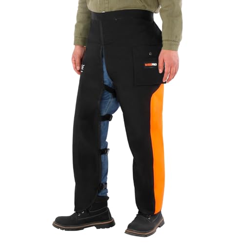 WISEPRO Pantalon Anti Coupure Tronconneuse | Legging de sécurité à 8 couches | Chaps réglables universels | Équipement de protection forestière | Protection avant uniquement