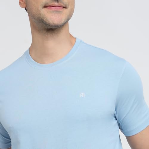 Image of Raymond Men Regular Fit Solid Pattern Pure Cotton Crew Neck Half Sleeve Casual T-Shirt
