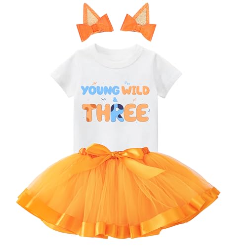 K-Acc 3rd Birthday Outfit - T-Shirt, Blue Ears, Tutu Dress, Satin Sash – Gifts for Girls Birthday Party