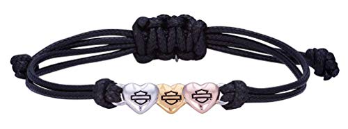 Harley-Davidson Women's Multi-Colored B&S Hearts Wax Cord Bracelet HDB0414