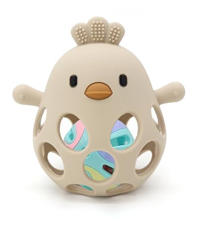 MuyPetit Pollito Sonajero y Mordedor para bebé, Libre de BPA y tóxicos, Juegos bebe 0-6 meses, Sonajero bebe 0-3 meses, Juguete Montessori Bebé fácil de agarrar, Regalo recien nacido (Beige) MuyPetit Pollito Sonajero y Mordedor para bebé, Libre de BPA y tóxicos, Juegos bebe 0-6 meses, Sonajero bebe 0-3 meses, Juguete Montessori Bebé fácil de agarrar, Regalo recien nacido (Beige)
