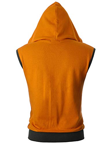 Image of Ohoo Mens Slim Fit Sleeveless Lightweight Zip Up Hooded Sweatshirt Vest Hoodie